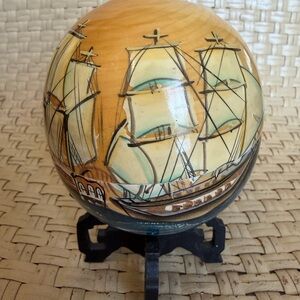 Authentic Wooden Nesting Dolls Ball Nautical  Ship Art Piece